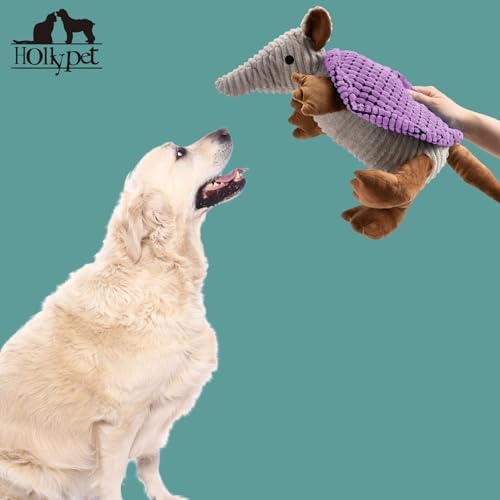 Hollypet Armadillo Squeaky Dog Toys for Medium Large Dogs, 10"