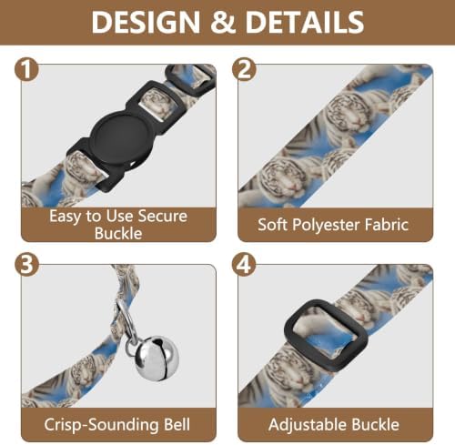 White Tigers Metal Bell Included Cat Collars 2 Pack Collar for Kitten