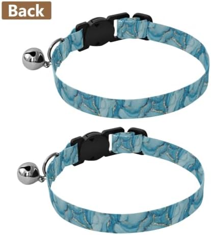Swirling Blue Marble Cat Bell Collar 2 Pack Pet Collars Adjustable Length 10.6" to 17.1"