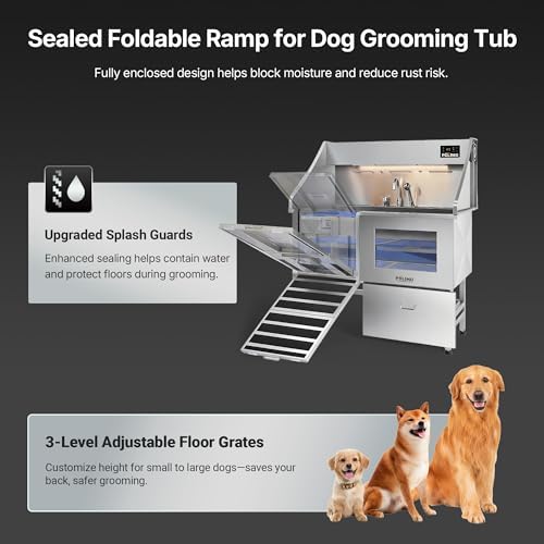 Dog Washing Station with Pet Dryer, 304 Stainless Steel Pet Wash Sink