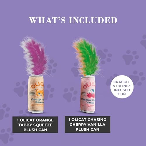Haute Diggity Kitty Olicat Cherry + Orange Set, Soft Plush Cat Toys