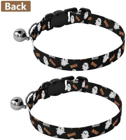 Halloween Black Decorative Pet Collar with Bell 2 Pack Kitten Collars Adjustable 10.6 to 17.1 Inches
