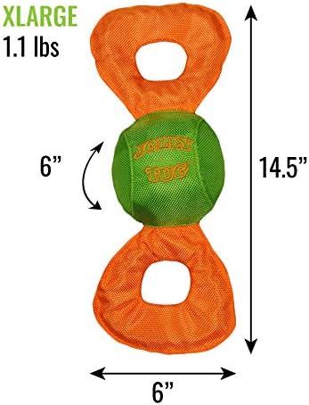 Jolly Pets Jolly Tug Dog Tug and Squeak Toy, Extra Large (Assorted Colors) (Pack of 3)