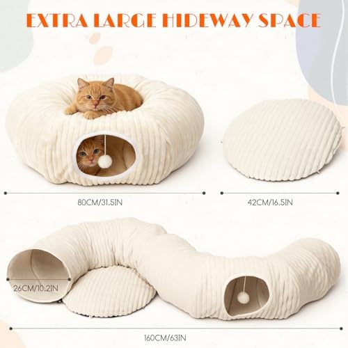 Cat Tunnel Bed with 12 Interactive Toys, Kitten Toys for Indoor Kittens