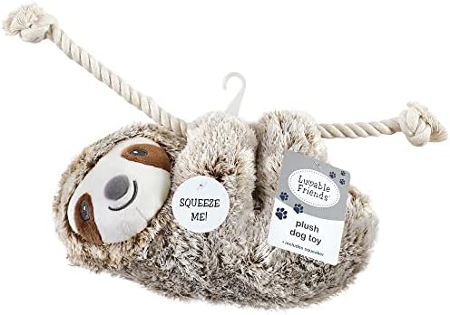 Luvable Friends Unisex Baby Squeaky Plush Dog Toy With Rope
