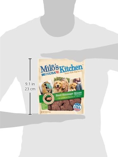 Milo’s Kitchen Beef Sausage Slices With Rice Dog Treats, 10 Oz. Bag