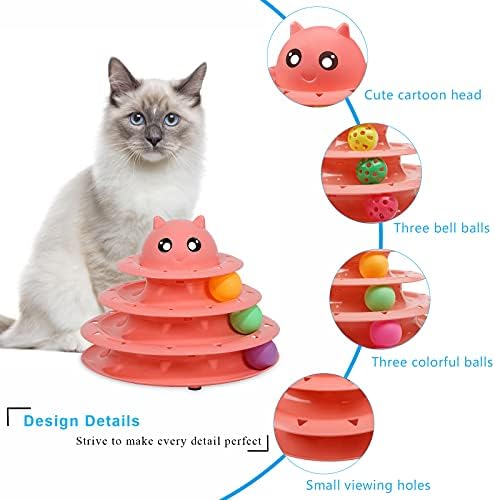UPSKY Cat Toy Roller 3-Level Turntable Cat Toys with Six Colorful Balls | Puzzle Kitten Toys, Sturdy Structure, Detachable Design, Easy to Assemble, Anti-Slip, Reduces Boredom for Indoor Cats