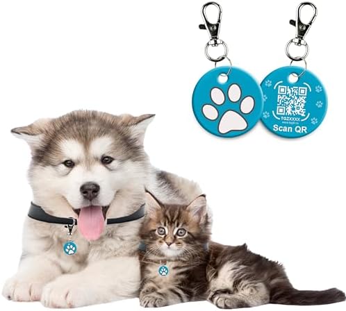 tag8 Smart Pet ID Tag – Anti-Loss NFC & QR Code Tag, Silent Silicone Dog & Cat ID Collar Tag, Digital Pet Profile & Easy Owner Contact - Blue