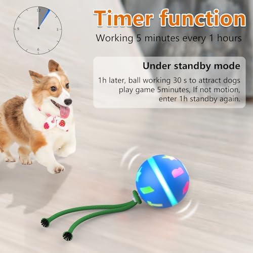 Salodal Interactive Dog Toys Ball, Motion Activated Rolling Dog Ball, Automatic Toy for Small/Medium Dogs,USB Rechargeable Dog Enrichment Toys to Keep Them Busy