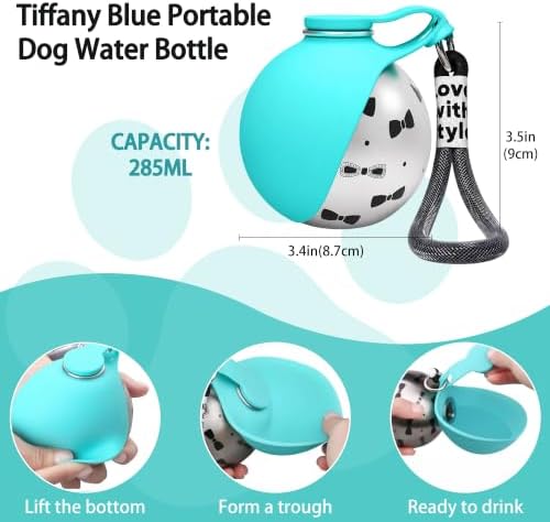 Portable Pet Water Bottle & Collapsible Dog Bowls, Spill Proof Water Dispenser, Cat Food Container & Dog Treat Holder, Small Size Pet Supplies Travel Accessories for Puppy (Blue)