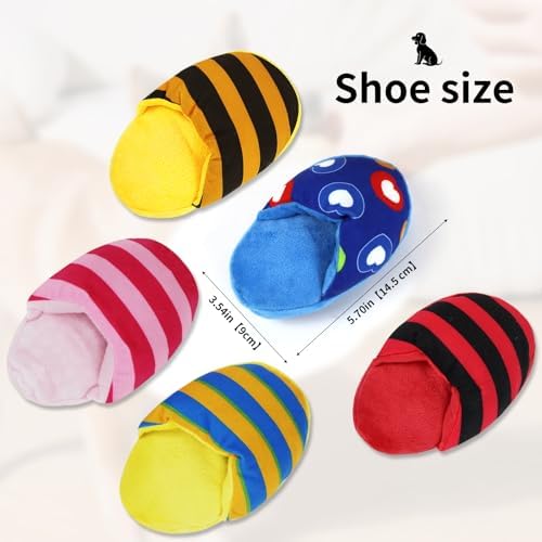 Andiker Dog Squeaky Toys, 5 Pack Cute Slipper Shape Dogs Plush Toys Soft Bite-Resistant Puppy Chew Toys Interactive Dog Toys for Small Medium Dogs Entertaining Biting Chewing