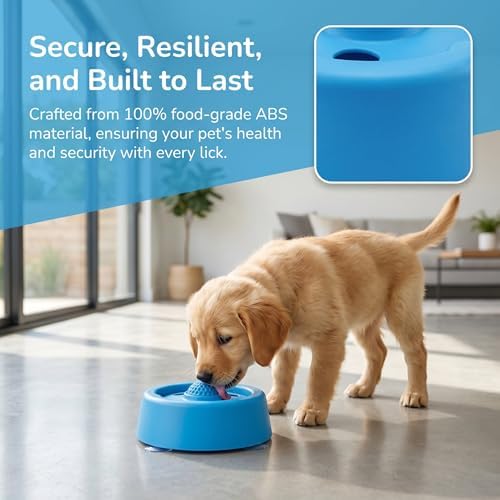 Dog Lick Bowl with Roller Ball, Slow Feeder, Blue