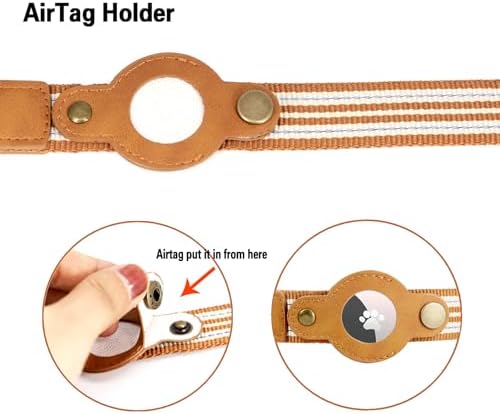 Airtag Dog Collar, Adjustable Caramel Collar w Airtag Holder for Small Dog