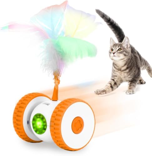 Cat Toys Cat Remote Control Toy, APP Bluetooth Connect Remote Control Cat Toys for Indoor Cats Electronic Automatic Moving Mouse Cat Toy with 6 Lights USB Rechargeable (Orange)
