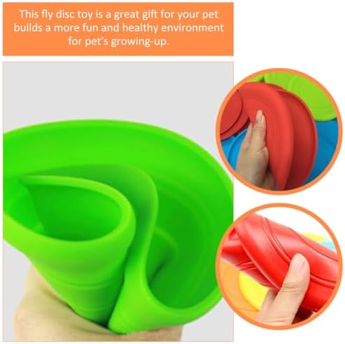 SHINEOFI 5pcs Dog Flying Disc for Puppies, Sturdy Floating Chewable Interactive Throwing Plates for Outdoor Training and Play, Set (Blue, Red, Purple, Green, Pink)
