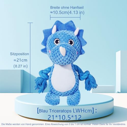 Cute Animals Interactive Dog Squeak Toys, Rope Plush Pet Chew Toys - Blue