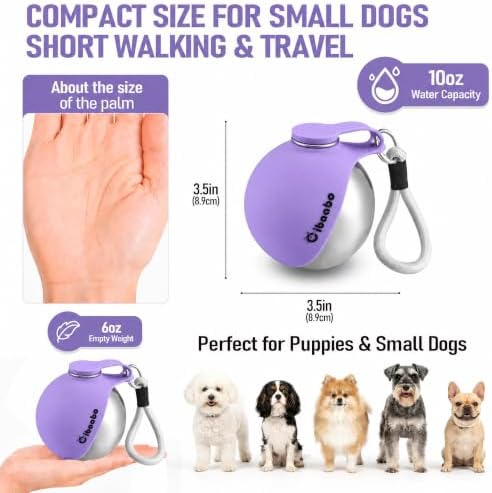 Cibaabo Portable Dog Water Bottle with Collapsible Silicone Bowl 10 oz