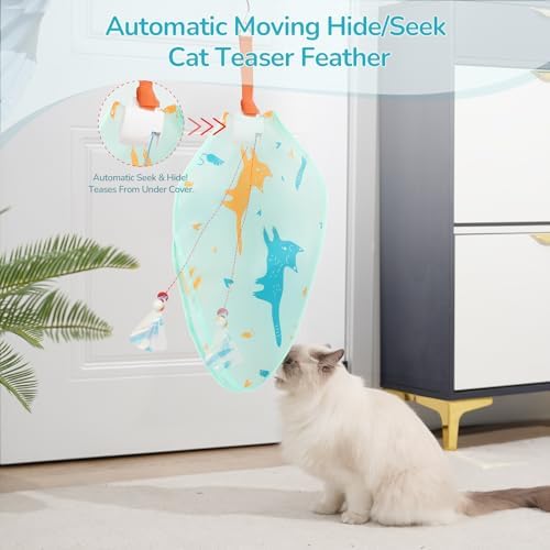 Interactive Cat Toys for Indoor Cats,Rechargeable Automatic Concealed Cat Feather Teaser,Motion Activated Enrichment Toys for Indoor Bored Adult Cats(Color)