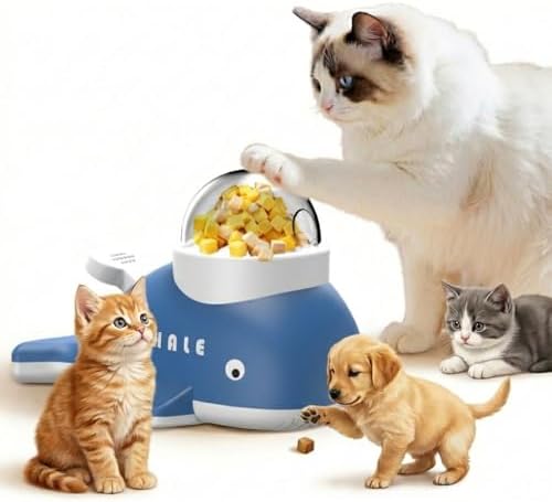 Duck-Shaped Interactive Slow Feeder for Cats & Dogs, Automatic Treat Dispenser Toy for Mental Stimulation and Anxiety Relief, Suitable for Small-Medium Pets (Little Whale Treat Dispenser)