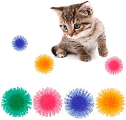 Zerodis 10 Pcs Cat Colorful Ball Toys,Portable Catch Playing Toys Thorn Pet Kitten Exerciser Interactive Balls