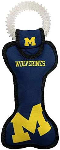 Pets First NCAA Michigan Wolverines Dental Dog TUG Toy with Squeaker. Tough PET Toy for Healthy Fun, Teething & Cleaning Pets Teeth & Gum