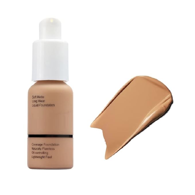 Foundation,Natural Moisturizing Highlighting Matte Oil Control Flawless Concealer Makeup,Full Coverage Foundation (105 Sand)