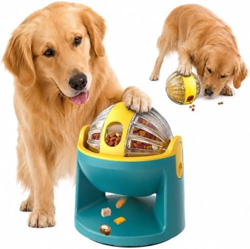 2-in-1 Dog Puzzle Toy, Treat Dispenser & Slow Feeder (Yellow)