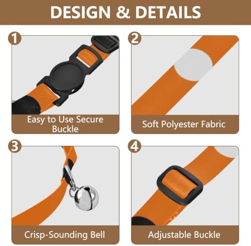2 Pack Cat Collars Halloween Polka Dot Collar with Bell for Dog Puppy, Adjustable Length 10.6" to 17.1"