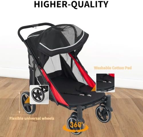 Large Dog Stroller for Big Dogs, 11in Heavy Duty Double Door Pet Cart