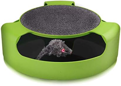 Pets First CAT Scratcher Spinning Mouse Toy for Cats - Interactive Cat Toy Catch the Mouse Fun Game - 2-in-1 Scratching Toy for Cats - No Battery Required - Rotating Mouse Pet Toy