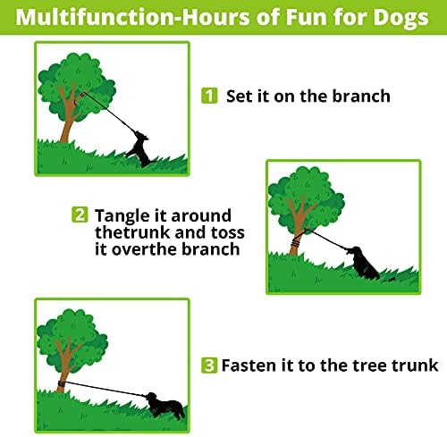 Dog Hanging Bungee Tug Toy: Interactive Tether Tug-of-War for Pitbull Small to Large Dogs to Exercise and Fun Solo Play - Durable Retractable Tugger Dog Rope Toy with 2 Chew Rope Toys