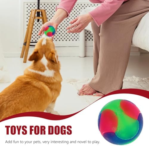 Totority Lighted Dog Ball Toy Glow in the Dark Interactive Pet Toy for Small Dogs and Puppies Elastic Jump Ball for Training Oral Exercise and Active Play