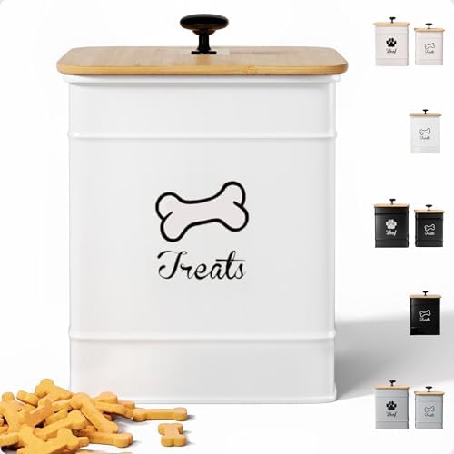 Dog Treat Container with Airtight Bamboo Lid, 5"W x 7"H, 7 Cup Capacity