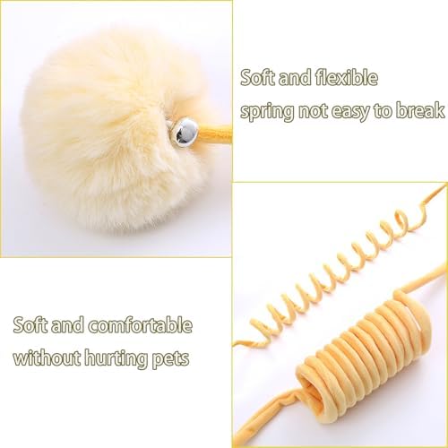 2pcs Hanging Plush Cat Toy Ball,Self-Play Hanging Stretchable Cat Spring with Bell,Hanging Cat Toy,Interactive Cat Toys for Indoor Cats Play Chase Exercise (Blue & Yellow)
