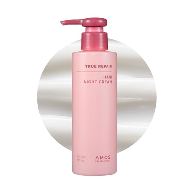 AMOS PROFESSIONAL True Repair Hair Night Cream 6.0 fl oz – K-Beauty Overnight Hair Primer & Leave-In Conditioner, Hydrating Deep Conditioning for Dry & Damaged Hair