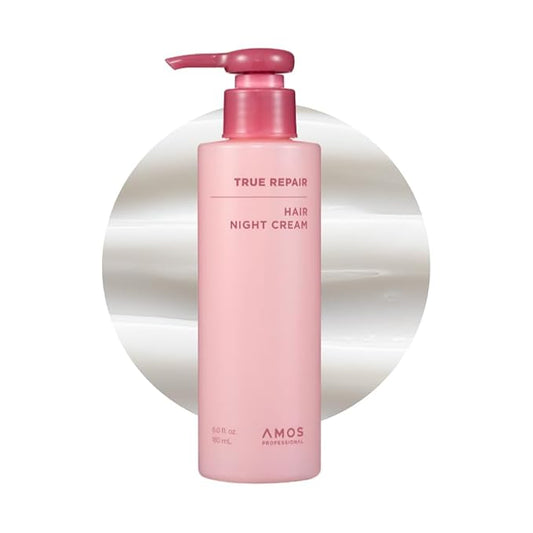 AMOS PROFESSIONAL True Repair Hair Night Cream 6.0 fl oz – K-Beauty Overnight Hair Primer & Leave-In Conditioner, Hydrating Deep Conditioning for Dry & Damaged Hair