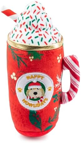Haute Diggity Dog Howliday Cheer Mug Plush Dog Toy, Drink Parody Chew Toys