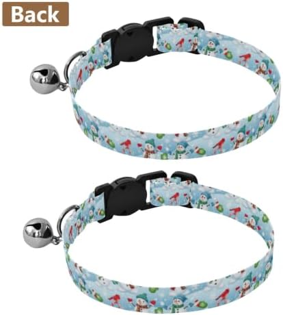 Cute Snowmen Breakaway Cat Collars with Bell 2 Pack Cats Collar Adjustable Length 10.6" to 17.1"