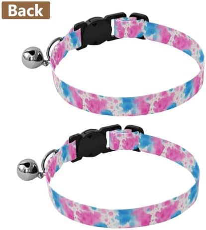 Watercolor Blue Splashes White Easy to Clean Kitten Collar 2 Pack Cat Neck Collar