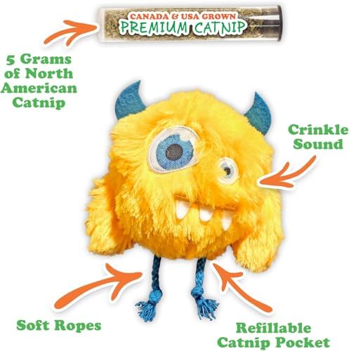 Meowijuana Get Silly Furry Fiend & Catnip Bundle | Refillable Plush + Blend