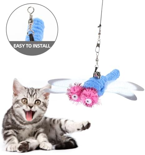 Toyvian 5 Pcs Replacement Dragonfly Heads for Interactive Cat Teaser Wand Toys Durable Plush Refill Kit for Engaging Indoor Kitten Play