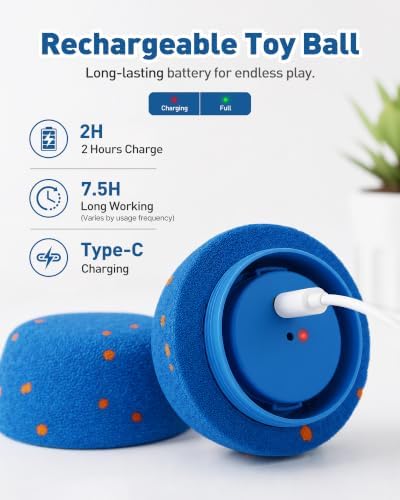 Smart Interactive Dog Toys Ball, Automatic Moving Rolling Toy Made of E-TPU