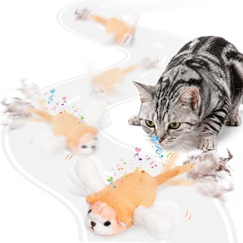 BABORUI Interactive Cat Toy Flying Mouse, Orange Mouse