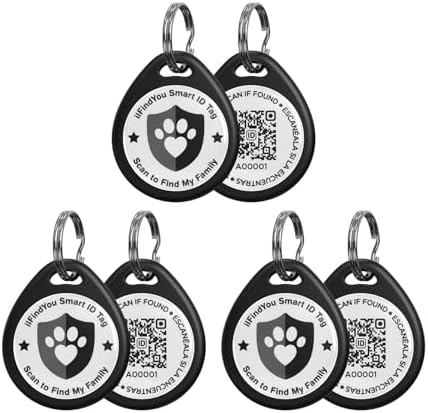 3 Pack QR Code Dog Tags Personalized for Pets, Anti-Lost, Black