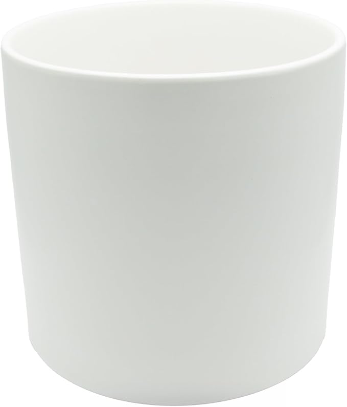 WGVI White Ceramic Cylinder Vase Width 7" Height 6.75", Flower Arrangements, Candle Holder, Terrarium Planter Pot, Storage Container Organizer, Pen Brush Holder, 6 Pieces