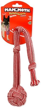 Mammoth Pet Products 43725400: Extra Flossy Webbing Ball w/Fling Handle Dog Toy, 16In