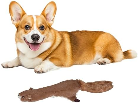 SPOT Skinneeez Plus Squirrel - Stuffing Free Dog Toy with Two Piece Rubber Body and Two Squeakers, Fun to Bite, Stuffingless Design is Great for Moderate Chewers, Tug Toy for Puppies & Dogs - 15in