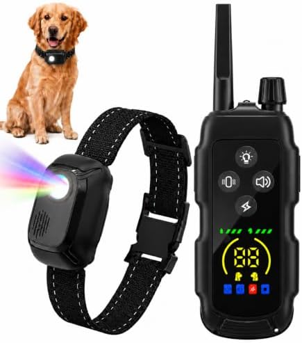 Dog Shock Collar - 4200 Feet Training Collar with Remote & IP67 Waterproof, 4 Training Modes - Beeper, Vibration, Electric Shock,Light for Small to Large Dogs (8-150 Lbs)