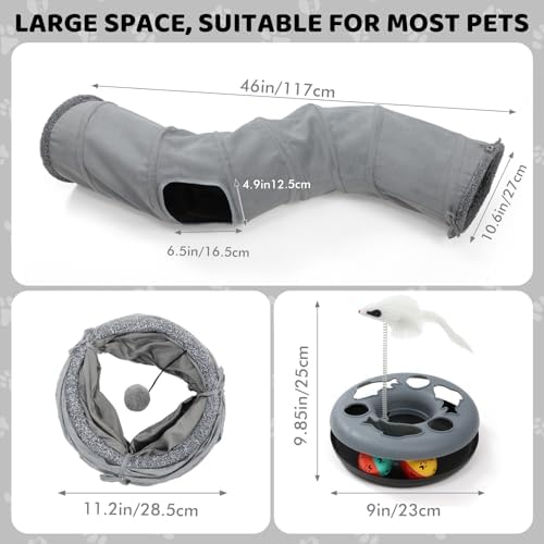 XIAPIA Cat Tunnels for Indoor Cats, 6-in-1 Collapsible Crinkle Play Tunnel