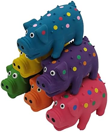 6 Pack 4 Inch Mini Latex Dog Squeaky Toys Polka Dot Piglet Pig Dog Toy for Mimi Small Dogs